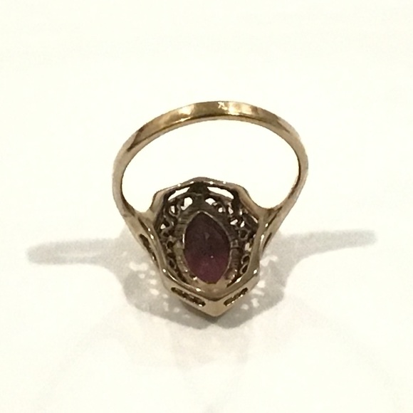Vintage Signed ESPO 14KT Gold Electroplated Purple Stone Solitaire Ring Sz 9 - Picture 6 of 6